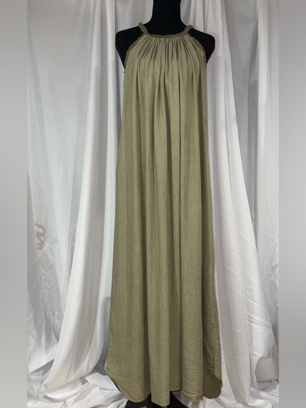 Olive Halter Maxi Dress- Women